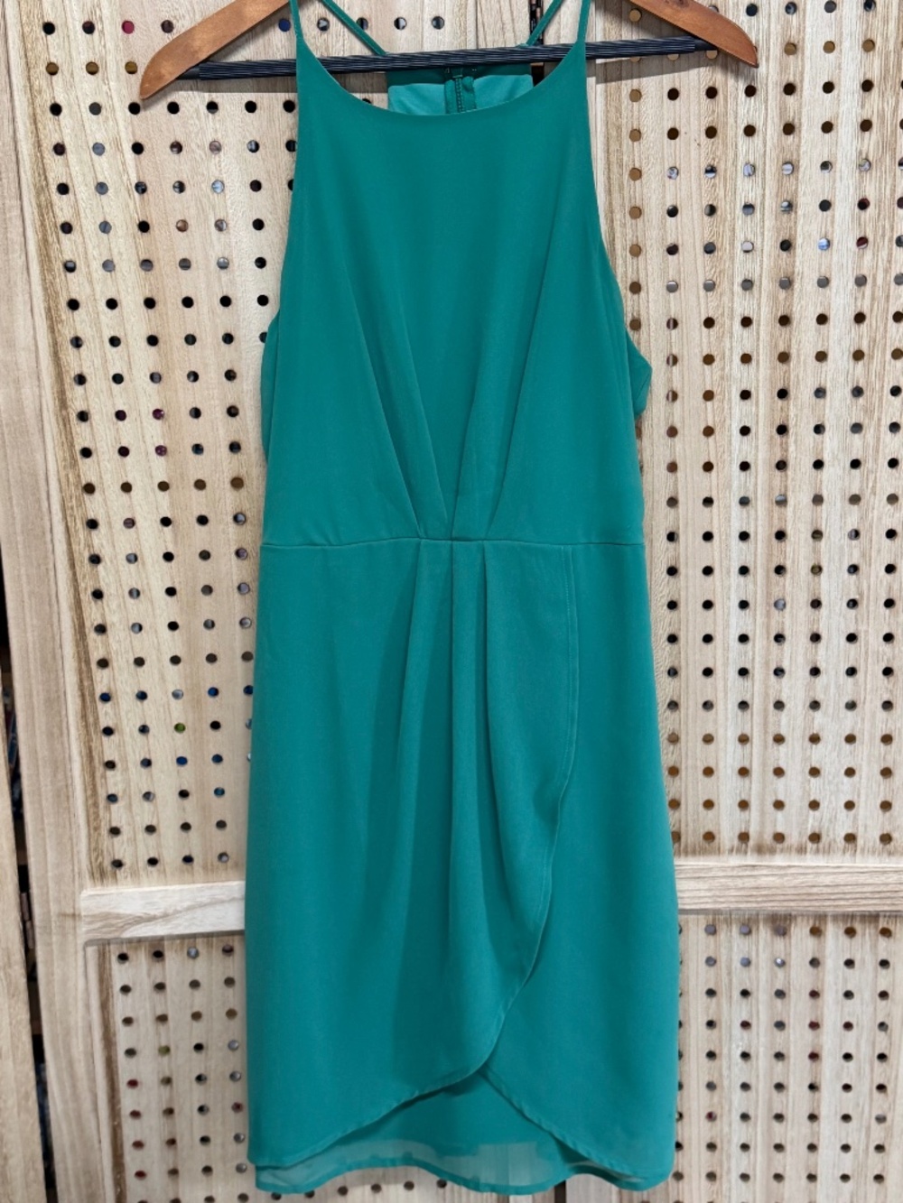 Lulus Emerald Green Halter Wrap Dress XS Cocktail Wedding Guest
